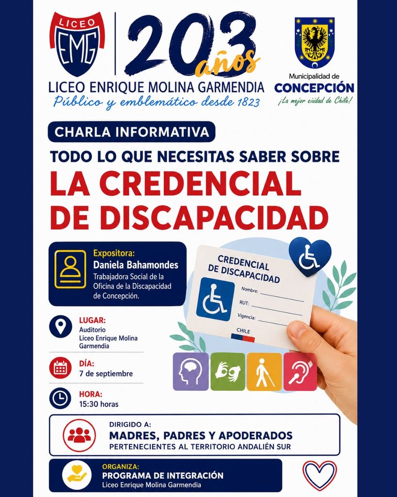 CHARLA INFORMATIVA PARA APODERADOS: CREDENCIAL DE DISCAPACIDAD Y TEA